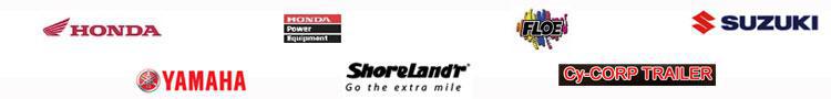 We carry products from Honda, Suzuki, Yamaha, Honda Power Equipment, Cy-CORP Trailer, Floe, and ShoreLand'r.