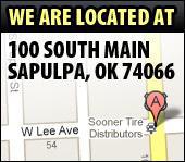 We are located at 100 South Main, Sapulpa, OK 74066