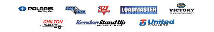 We carry products from Polaris, Load Trail, PJ Trailers, Loadmaster, Chilton Trailers, Kendon Trailers USA, United Trailers, and Victory Motorcycles.