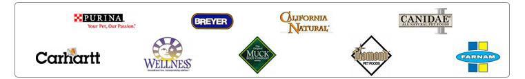 We carry Purina, Breyer, California Natural, Canidae, Carhartt, Wellness, Muck, Diamond, and Farnam products.
