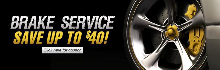 Save up to $40 on your next brake service.