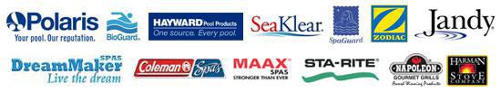 We carry Polaris, BioGuard, Hayward, SeaKlear, SpaGuard, Zodiac, Jandy, DreamMaker, Coleman Spas, MAAX Spas, Sta-Rite products, Napolean Grills, and Harman Stoves.