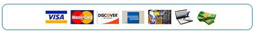 We accept the following forms of payment: Visa, MasterCard, Discover, American Express, American Car Care Center Card, checks, and cash.
