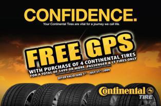 Continental Tires - Free GPS with purchase of 4 tires!