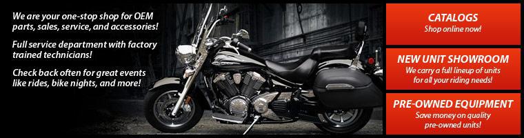 We are your one-stop shop for OEM parts, sales, service, and accessories! Full service department with factory trained technicians! Check back often for great events like rides, bike nights, and more!