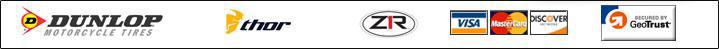 We carry Dunlop, Thor, and ZR products. We accept Visa, MasterCard, and Discover.