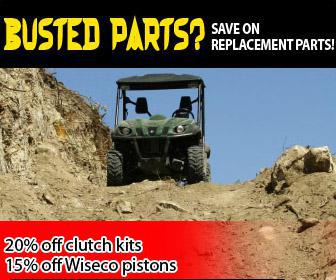 Busted Parts? Save on replacement parts! 20% off clutch kits. 15% off Wiseco pistons.