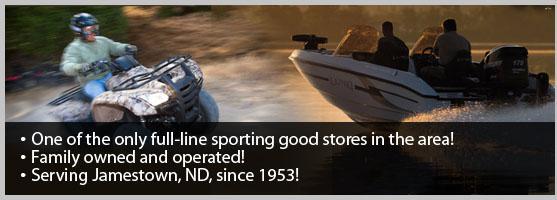 One of the only full-line sporting good stores in the area! Family owned and operated! Serving Jamestown, ND, since 1953!