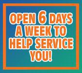 Open 6 days a week to help service you!”