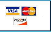 We accept Visa, MasterCard, and Discover.