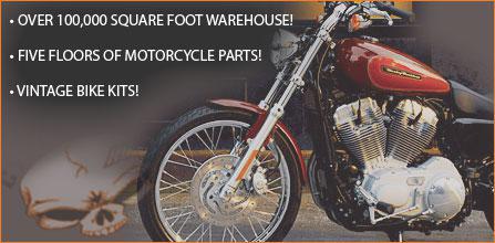 Over 100,00 square foot warehouse! Five floors of motorcycle parts! Vintage bike kits!