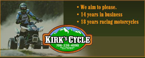 Kirk's Cycle. We aim to please. 14 years in business. 18 years racing motorcycles.