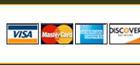 We accept Visa, MasterCard, American Express, and Discover.
