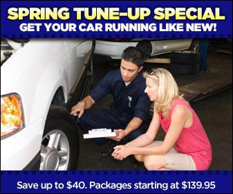 Spring Tune-up Special: Get your car running like new! Save up to $40. Packages starting at $139.95.