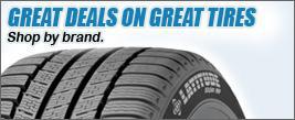 Great deals on great tires! Shop by brand.