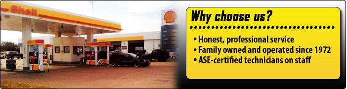 Why choose us? Honest, professional service. Family owned and operated since 1972. ASE-certified technicians on staff.