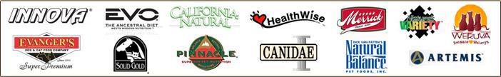 We proudly carry Innova, EVO, California Natural, Health Wise, Merrick, Nature's Variety, Weruva, Evanger's, Solid Gold, Pinnacle, Canidae, Natural Balance, and Artemis.