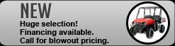 New: Huge selection! Financing available. Call for blowout pricing.
