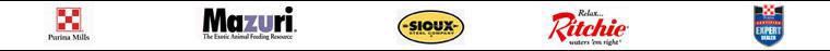 We carry products from Purina, Mazuri, Sioux, and Ritchie. Click here to see more products we carry.