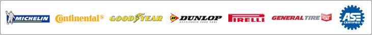We carry products from Michelin, Continental, Goodyear, Dunlop, Pirelli, and General.