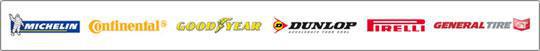We carry products from Michelin, Continental, Goodyear, Dunlop, Pirelli, and General.