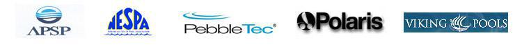 We carry products from APSP, Viking Pools, NESPA, Pebble Tec, and Polaris.