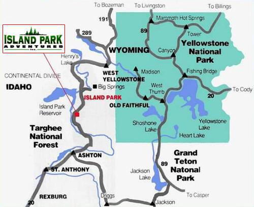 Map of Island Park Adventures, Inc.