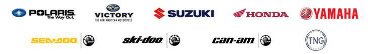 We carry brands such as Polaris, Victory, Suzuki, Honda, Yamaha, SeaDoo, Ski-doo, Can-am, and TNG. 