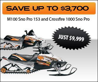 Save up to $3,700 on the Arctic Cat M100 Sno Pro 153 and the Arctic Cat Crossfire 1000 Sno Pro.
