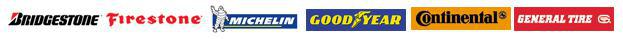 Bridgestone, Firestone, Michelin, Goodyear, Continental, General Tire