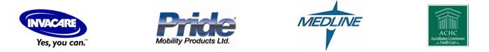 We carry products from Invacare, Pride, and Medline. We're also an Accredited Organization.