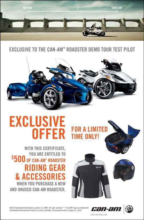 Exclusive offer: $500 of Can-Am riding gear and accessories when you purchase a new or used Can-Am roadster.