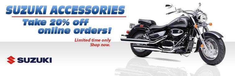 Take 20% off Suzuki accessories when ordered online. Click here to shop.