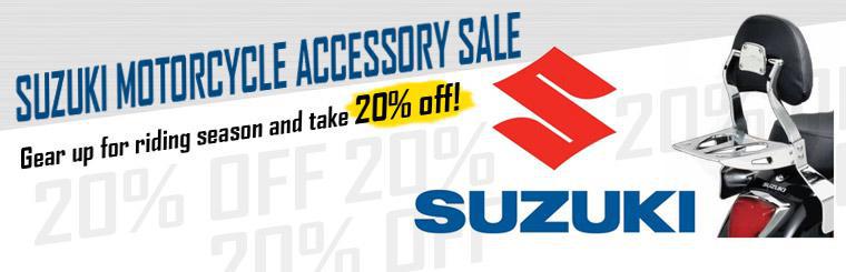 Gear up for riding season and take 20% off at our Suzuki motorcycle accessory sale!