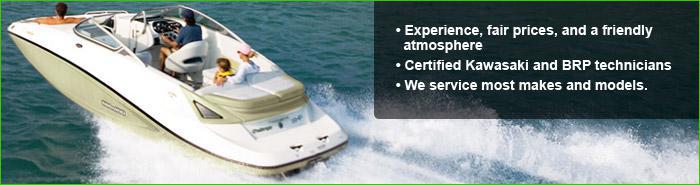 Experience, fair prices, and a friendly atmosphere. Certified Kawasaki and BRP technicians. We service most makes and models.
