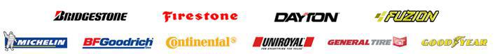 We carry products from Bridgestone, Firestone, Dayton, Fuzion, Michelin, BFGoodrich, Uniroyal, Goodyear, Continental, and General