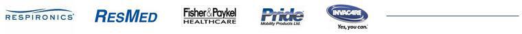 We carry products from Respironics, ResMed, Fisher & Paykel, Pride, and Invacare.