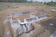 Valley Pools' lifetime warrantied 14-gauge galvinized steel framework is installed.