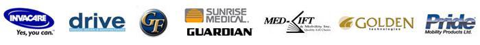 We carry products from Invacare, Drive, Graham Field, Sunrise, Guardian, Med-Lift, Golden Technologies, and Pride.