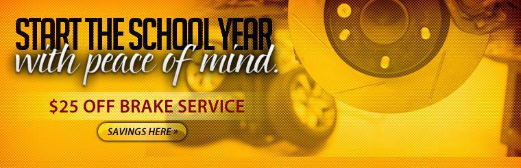 Take $25 off brake service and start the school year with peace of mind. Click here for savings.