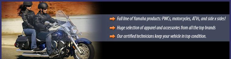 Outlaw Cycles has a full line of Yamaha PWCs, motorcycles, ATVs, and side x sides. We have a huge selection of apparel and accessories from all the top brands. Our certified technicians keep your vehicle in top condition.