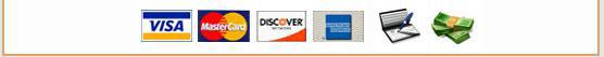 We accept Visa, MasterCard, Discover, American Express, checks, and cash.