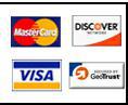 We accept MasterCard, Discover, and Visa. This site is secured by GeoTrust.