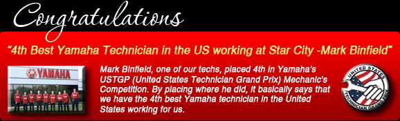 Congratulations: 4th Best Yamaha Technician in the US working at Star City.