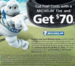 Cut Fuel Costs with a Michelin Tire and get $70.