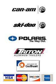 We offer products from Can-Am, Ski-Doo, Polaris, and Triton. We accept Visa, MasterCard, American Express, and Discover.
