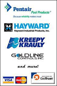 Brands we carry include Pentair, Hayward, Kreepy Krauly, Goldline, and more! We accept Visa and MasterCard. This site is secured by GeoTrust, click on the GeoTrust logo to learn more.