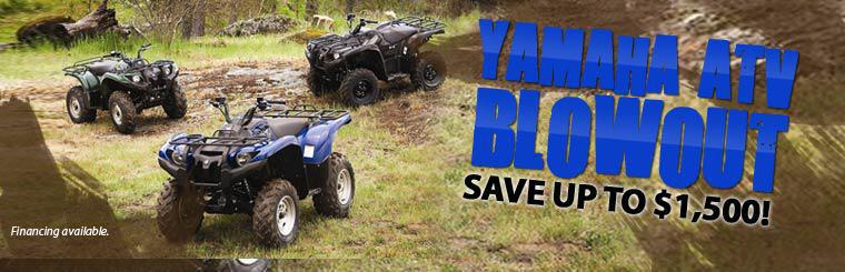 Save up to $1,500 at the Yamaha ATV Blowout.