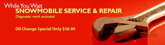 While you wait snowmobile service and repair. Oil change special only $38.95.