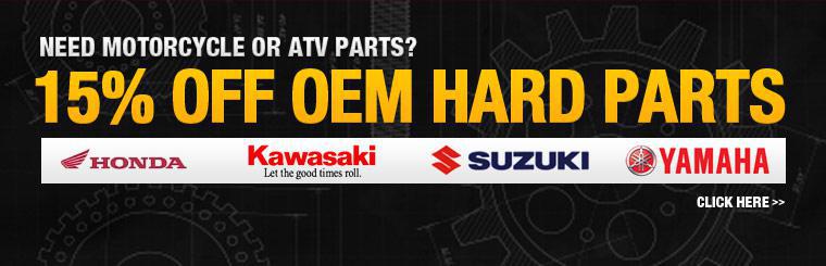 Take 15% off OEM ATV or motorcycle hard parts.
